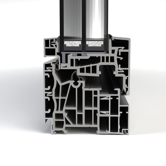 Châssis aluminium Finstral avec noyau PVC isolant